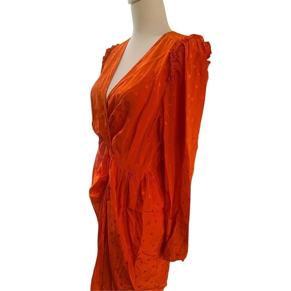 Essentiel Antwerp Viesbeth Silk Puff Sleeve Dress Orange Size 8 MSRP: $460 - Picture 7 of 11